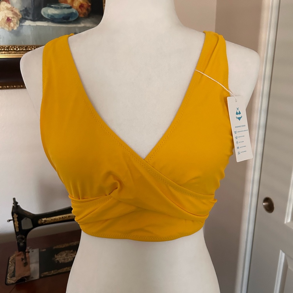 Bright Yellow Wrap-Front XL Bikini Top